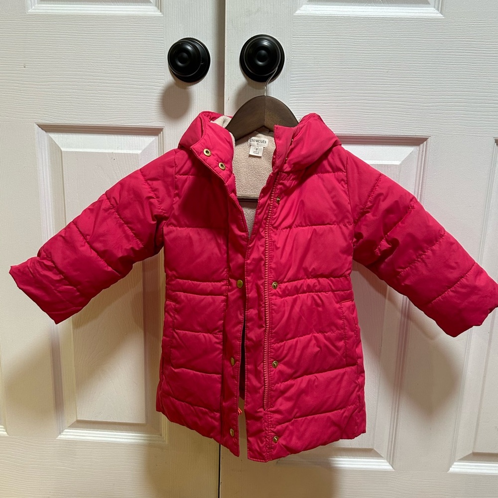 CrewCuts Girls Pink Puffer coat size 2